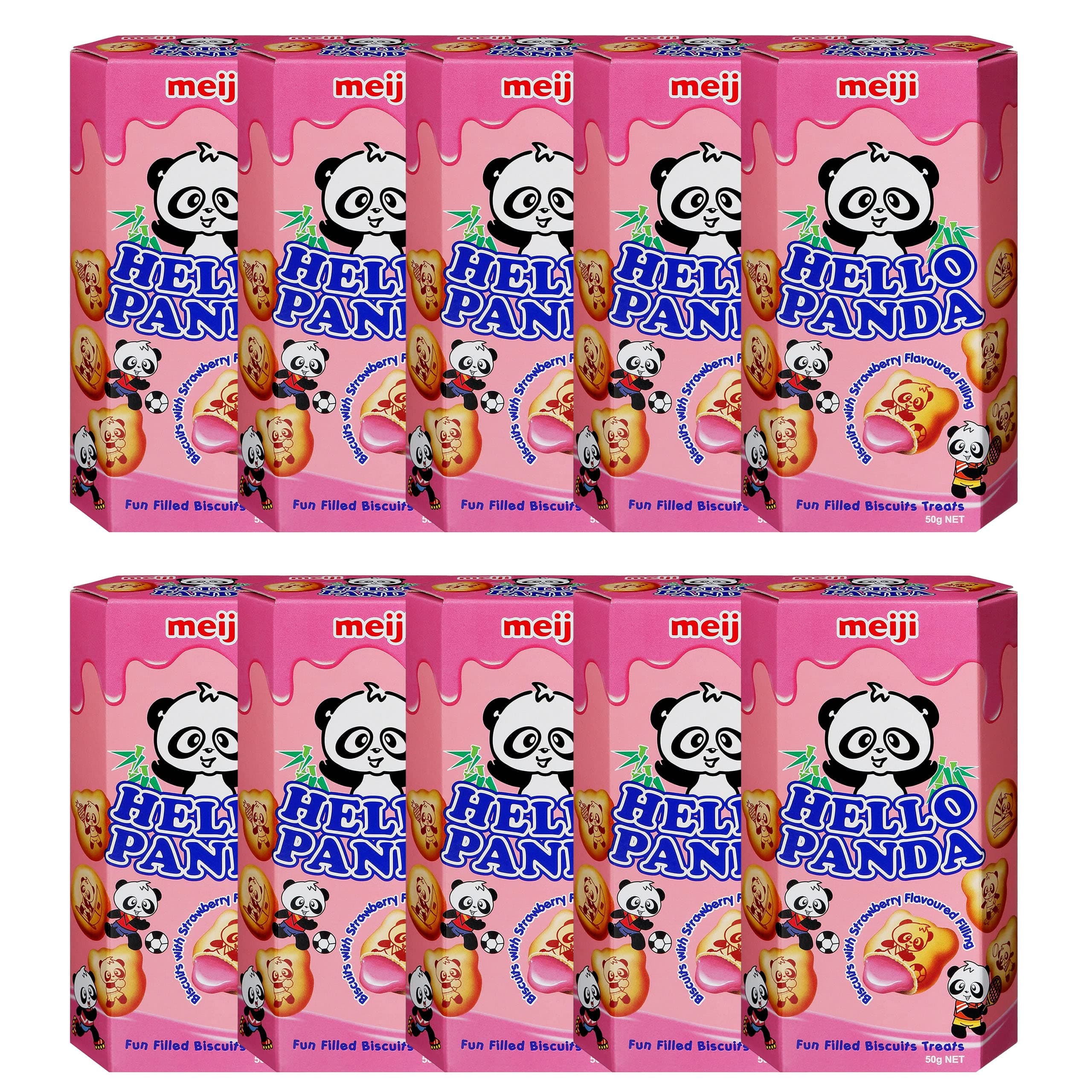 Hello Panda Strawberry Biscuits 57 g (Pack of 10)