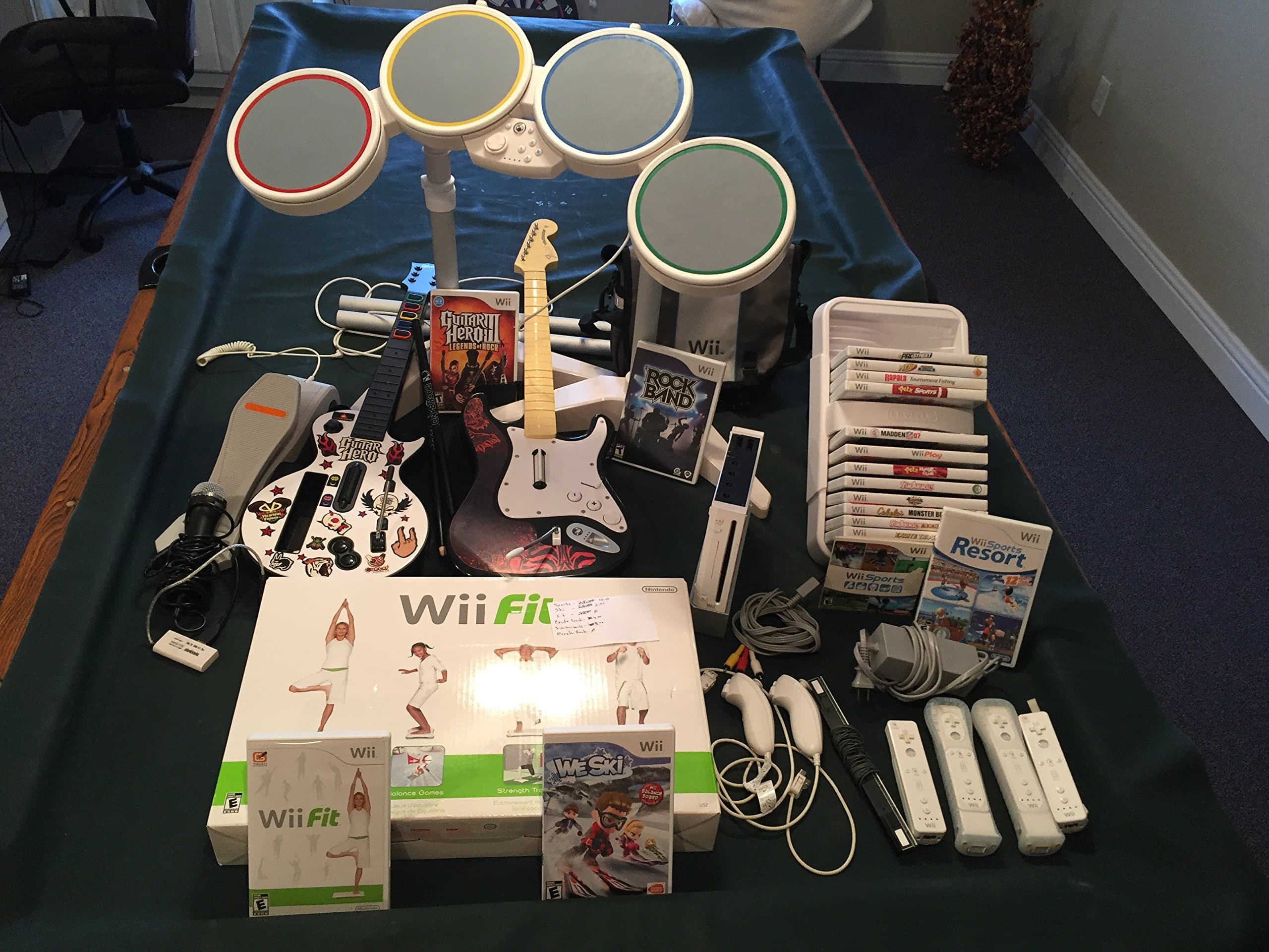 Nintendo Wii ROCK BAND 3 Game Set with Wireless Guitar Drums Mic bundle kit RB3
