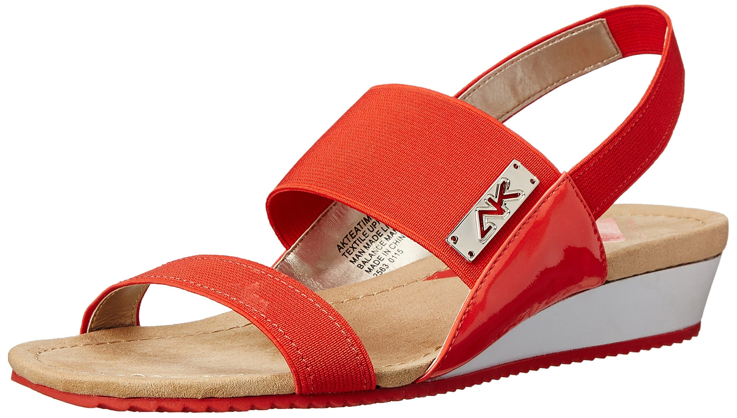 Anne Klein Sport Women's Teatime Fabric Wedge Sandal, Black, 10 M US