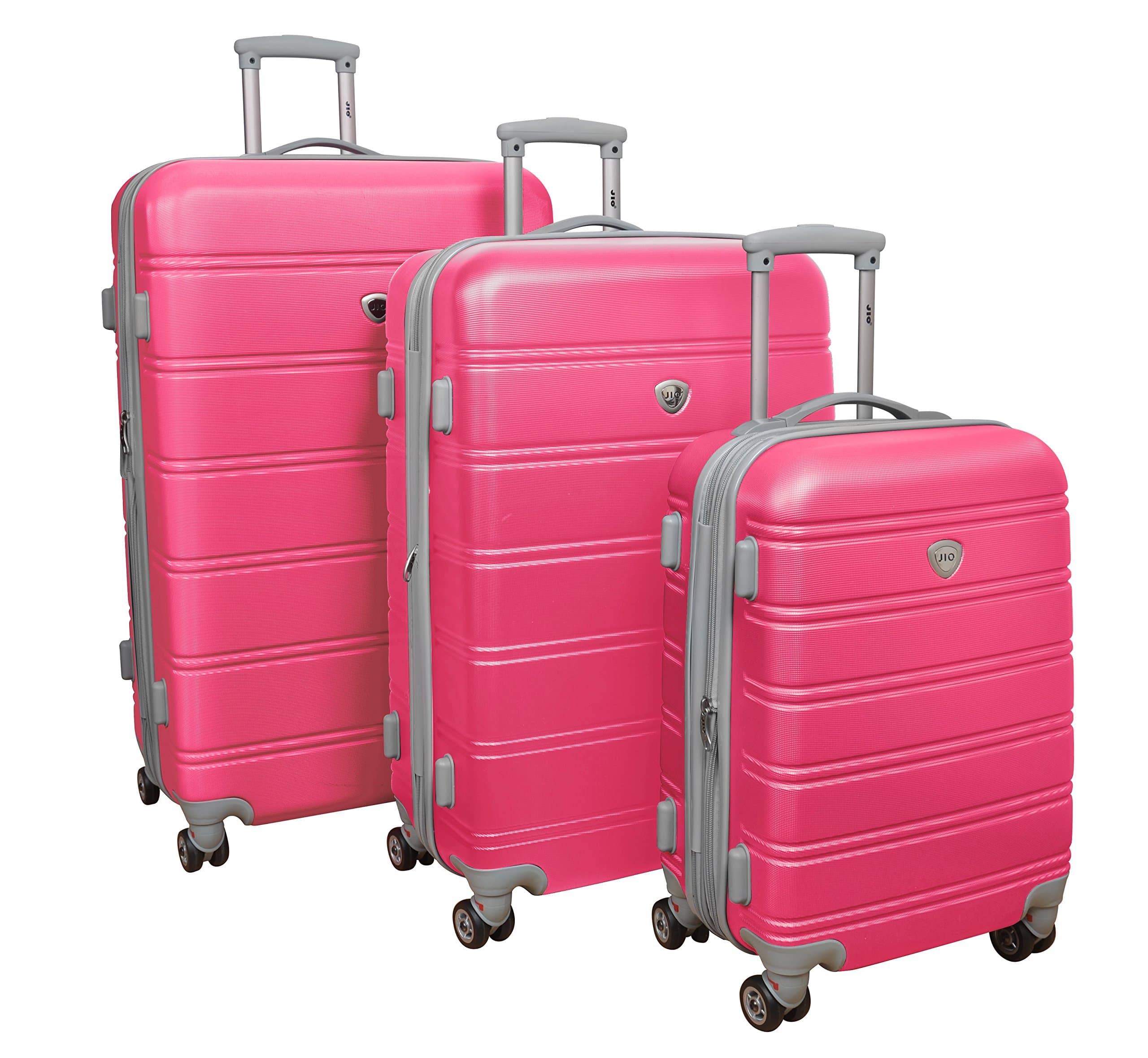 3Pc Luggage Set Hard Rolling 4Wheels Spinner Upright CarryOn ABS Travel (Pink)