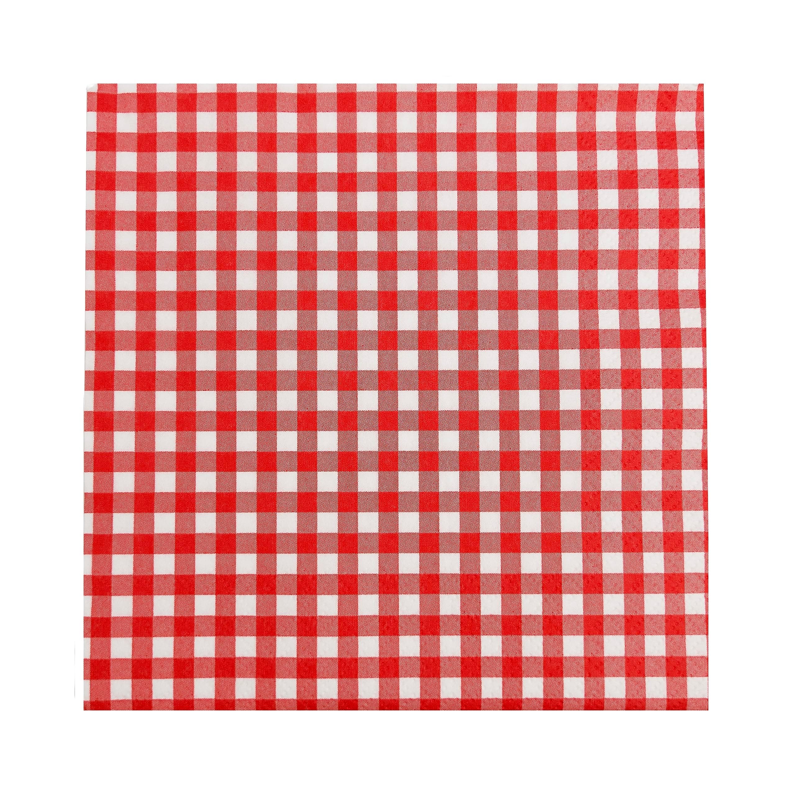 Talking Tables Red Checkered Napkins Gingham Serviettes β Disposable Tableware Perfect for Picnics, BBQs, and Summer Garden Parties - Festive Outdoor Gatherings 20 Pack
